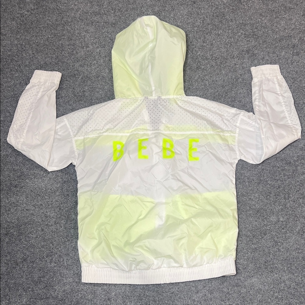 Bebe Sport Windbreak Jacket BEBE White & Yellow Size S - Picture 6 of 9